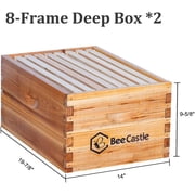 BeeCastle 8 Frame Langstroth Bee Hive Coated with Beeswax Includes Beehive Frames and Waxed Foundations (2 Deep Boxes & 1 Medium Box)