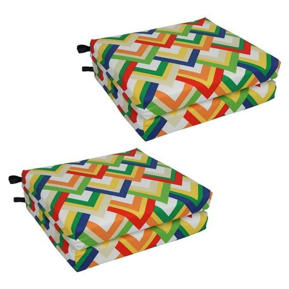 Blazing Needles 93454-4CH-OD-119 20 x 19 in. Patterned Outdoor Chair Cushions, Resort Garden - Set of 4