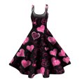 thumbnail image 4 of LWavelet 2026 Valentine's Easy-Breezy Valentine Dress, Spaghetti Strap Heart Print Flared Waist Casual Sundress Purple Pink S, 4 of 4
