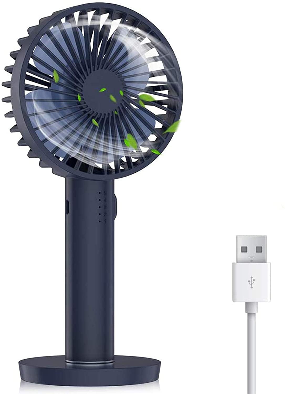 Portable Electric Mini Fan Handheld USB Rechargeable Desktop 3 Speeds with Base 