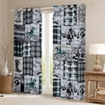 thumbnail image 2 of Blue Western Curtains Bedroom 38"Wx45"L Cowboy Horse Curtains & Drapes Boho Western Bull Cow Window Curtains American Wild West Window Treatments 2 Panels Farmhouse Decor, 2 of 6
