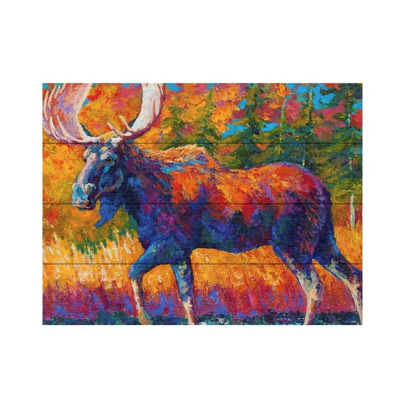 Marion Rose 'Moose Encounter' Wood Slat Art