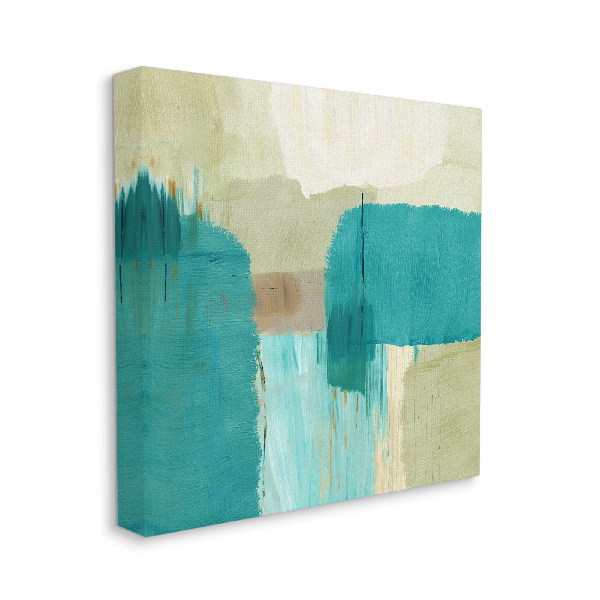 Stupell Industries Turquoise Brush Strokes Abstract Painting Gallery Wrapped Canvas Art Print Wall Art, 30 x 30