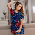 thumbnail image 3 of Xecao Chemise de Nuit Ample Rouge Blanc Bleu Feux d'Artifice pour Femmes Manches Courtes Décontractée Imprimée, 3 of 6