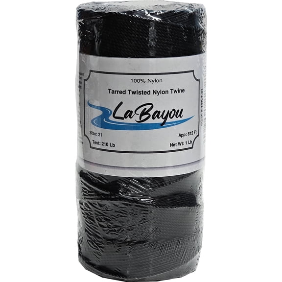 Tarred Twisted 100% Nylon Twine. Strong and Durable, for Fishing, Projects, Construction, Gardening, Decorating. LaBayou Brand. 1 lb, size 9