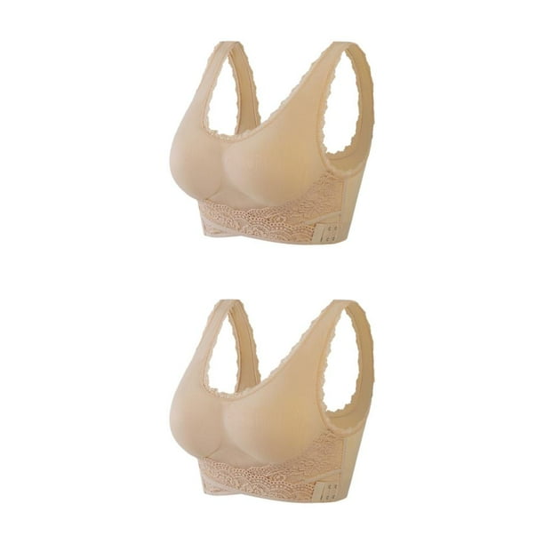 Minnieouse Sujetador push-up para mujer - Sin costuras Con soporte inalámbrico Sujetador sin costuras transpirable albaricoque L 1 albaricoque L, 1 2Conjunto