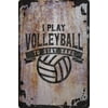 I play volleyball to stay sane bannerfunny silhouette sport Beige Wall Art Decor Funny Gift 12 x 18 Inch