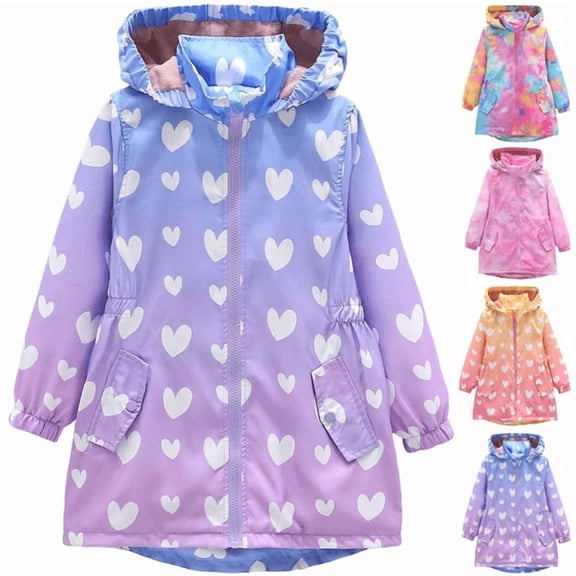Jacket for Kids Girls Fatuov Rain Jackets Fleece Lined Hooded Fall Winter Coat