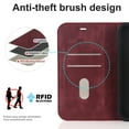 thumbnail image 6 of Decase for Apple iPhone 11 Wallet Phone Case,Shockproof Plain Leather Magnetic Closure Flip Holder Protective Cover with RFID Blocking Card Slots,Red, 6 of 10