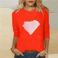 thumbnail image 2 of Penkiiy Valentines Day Shirts Women Cute Heart Shirt Casual Valentines Shirts for Women Long Sleeve Graphic Tees Tops L Orange, 2 of 5