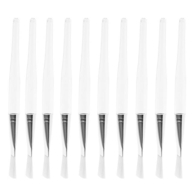 10pcs Professional Facial Mask Brushes Transparent Crystal Rod Synthetic Face Applicator Brush for Face Mask Application or DIY Mask (Pink Bag)