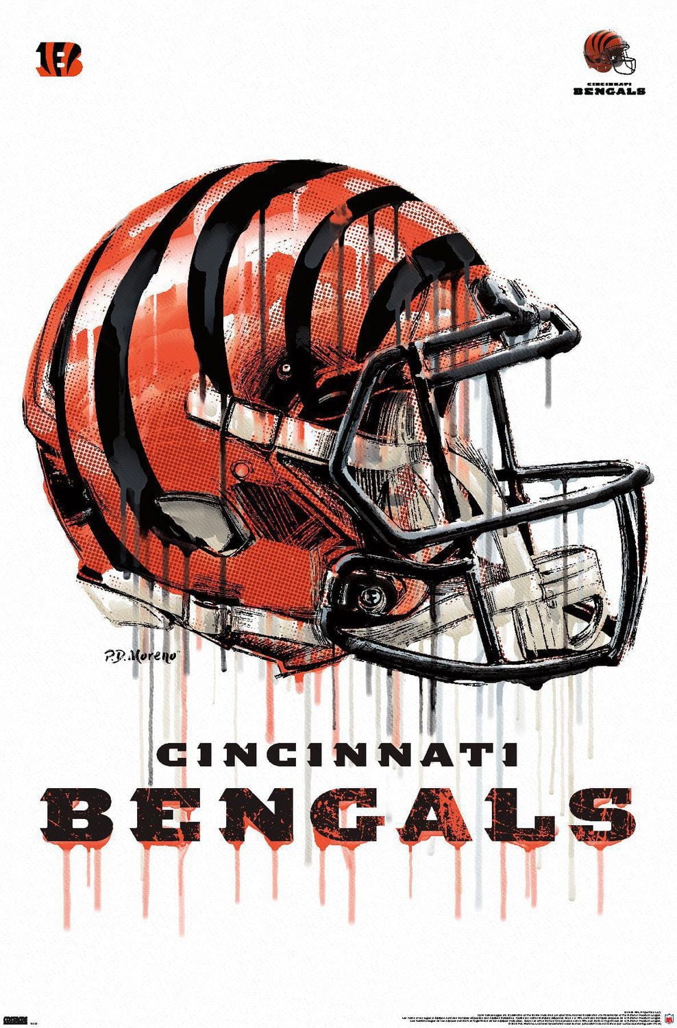 NFL Cincinnati Bengals - Drip Helmet 20 Wall Poster, 22.375" x 34"