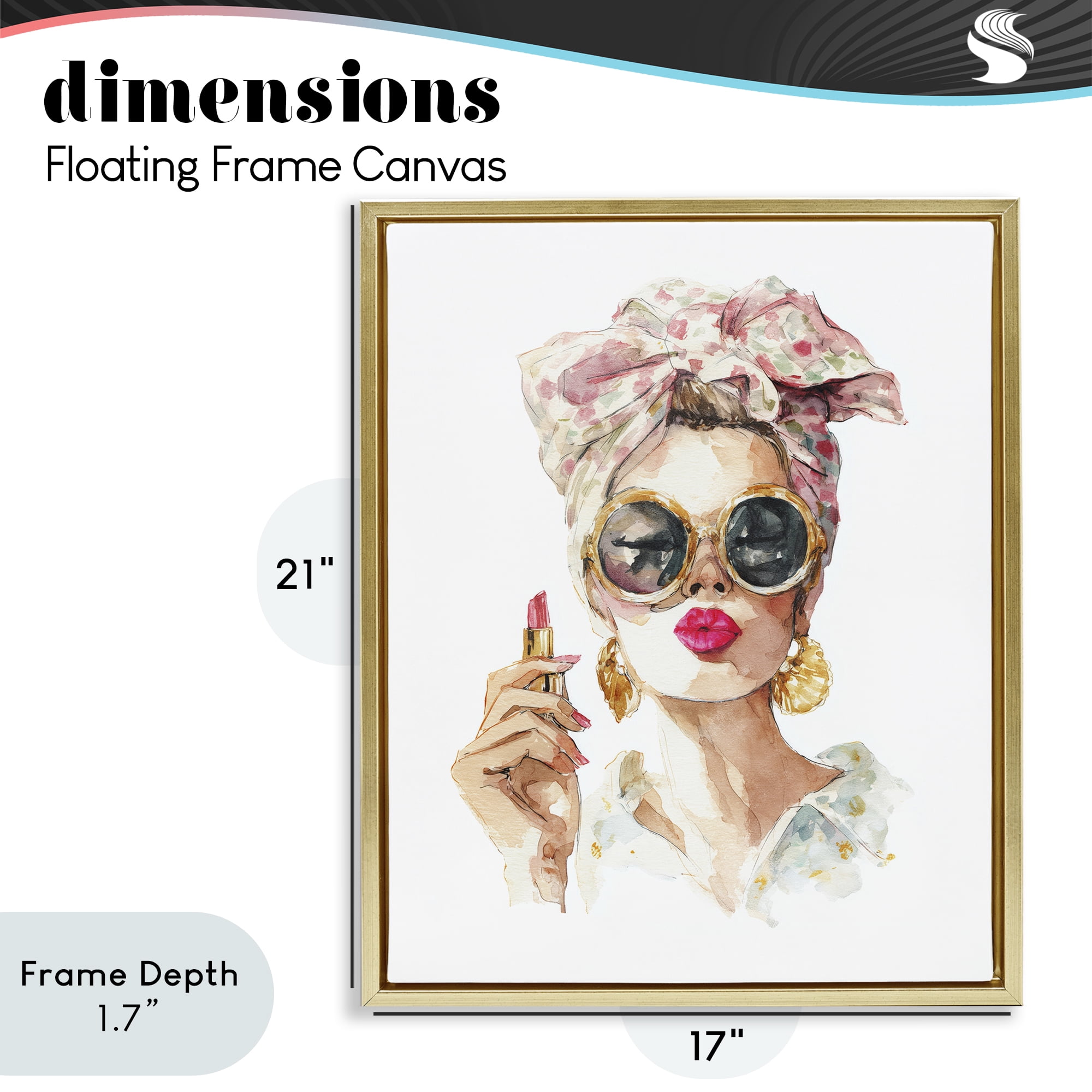 Stupell Industries Feminine Lipstick Spell Gold Framed Floater Canvas Wall Art, design by Svetlana Aleynikova
