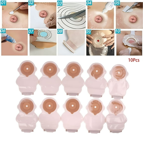XIRQI 10Pcs Pediatric Sticky Closure One-piece Drainable Colostomy Bag Stoma Care Bags