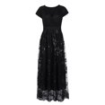 thumbnail image 4 of PENGXIANG Robe de Soirée à Paillettes Florales à Manches Courtes Col en V pour Femmes Grande Taille, 4 of 6