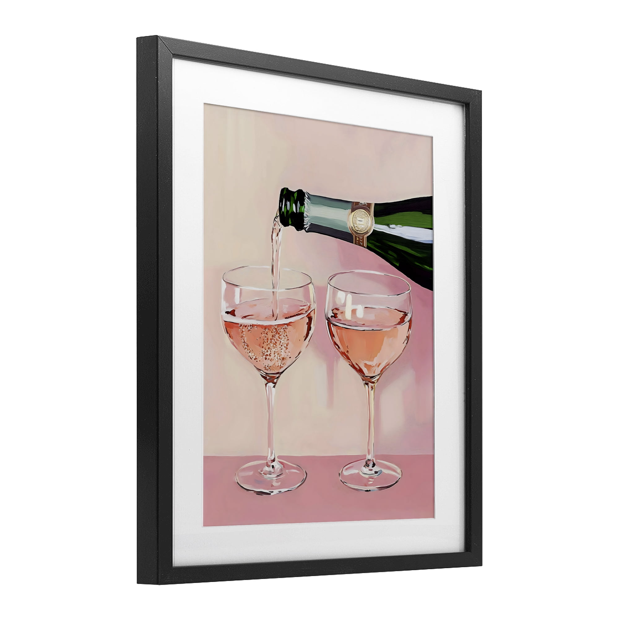 Stupell Industries Pink Champagne Toast for Two Black Framed Print Under Glass, design by The Prints Vibe