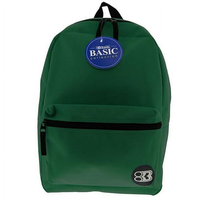Bazic Products BAZ1033-2 16 in. Green Basic Collection Backpack - 2 Each