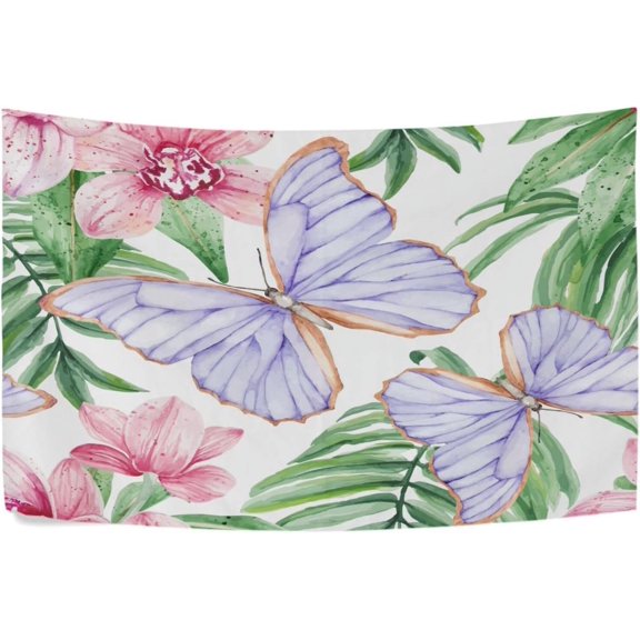 FREEAMG Tropical Butterfly Tapestry Aesthetic Tapestry Wall Hanging for Home Decor 90" x 60" Inches