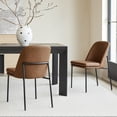 thumbnail image 2 of CHITA Modern Dining Chairs Set of 3 Metal Legs Dining Chair, Faux Leather in Saddle Brown, 2 of 8
