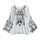thumbnail image 1 of Blusa bordada para mujer, cómoda, informal, elegante, con mangas globo Blanco, 1 of 9