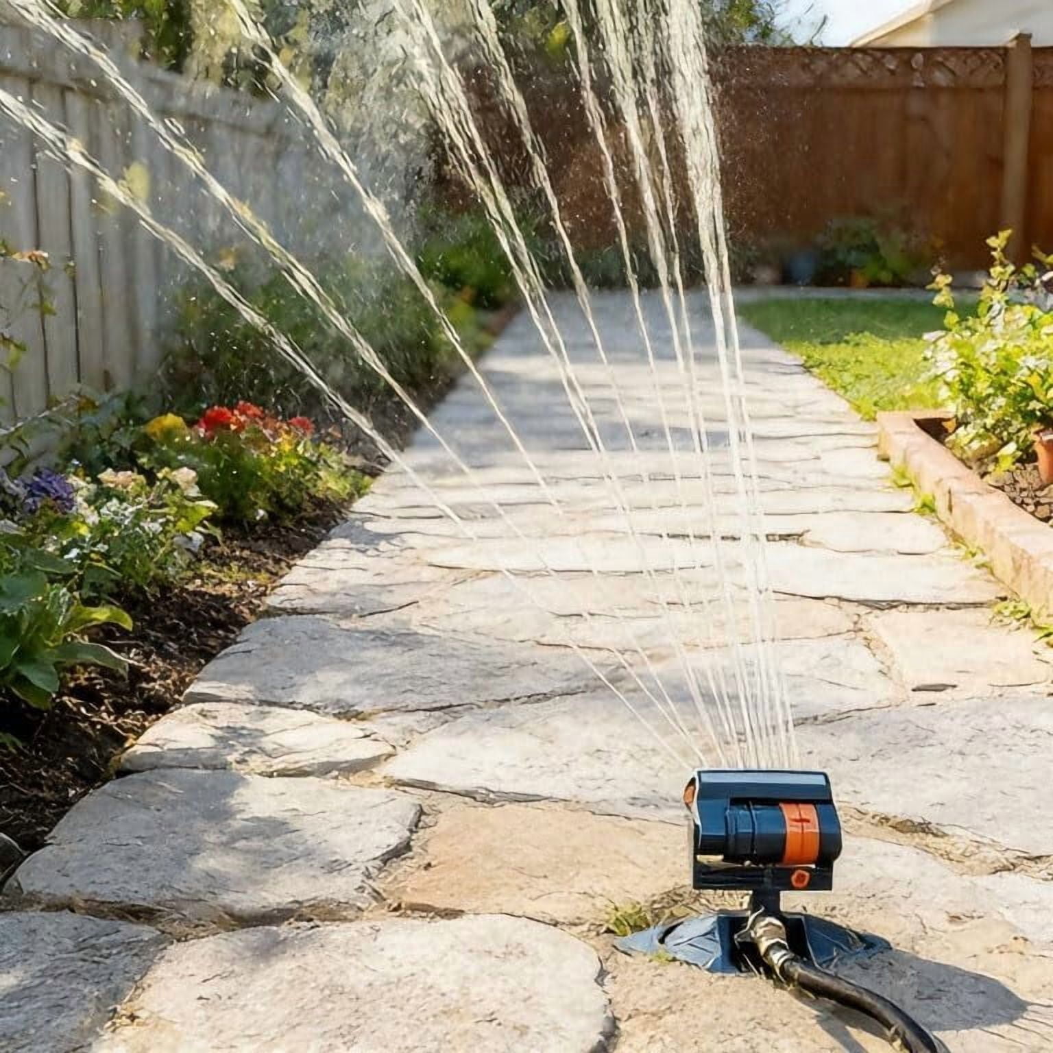 Garden Lawn Sprinkler,Upgraded Adjustable Oscillating Sprinkler,16 Mini Turbine,4 Spray Modes,Wide Area Coverage,Heavy-Duty Triangular Bracket Compatible for Vegetable Plots Flower Beds Yard Watering