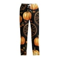 thumbnail image 7 of WTOBBY Men's Halloween Print Drawstring Casual Pajama Pants for Lounge Wear, Comfortable Sleepwear with Elastic Waist, Spooky Design Ideal for Home and Relaxation,Saffron 2XL, 7 of 7