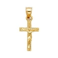 thumbnail image 2 of 14K Yellow Solid Gold Crucifix Charm Pendant with 0.9mm Wheat Chain Necklace - 18", 2 of 4