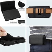 For OnePlus Nord N30 5G / OnePlus 11 / OnePlus 10T 5G Nylon Canvas Fabric Waist Belt Holster Horizontal Pouch Holds XL Phone Works with Thick Cases Universal Cover - Black