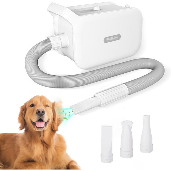 PUPIHOM Pet Hair Dryer, Dog Hair Blower with Adjustable Air Flow and Temperature Control, Smart Pet Dryer with LED Display, 3 Nozzles, Dryer