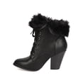 thumbnail image 4 of New Women Wild Diva Danielle-17 Leatherette Lace Up Fur Cuff Chunky Heel Bootie, 4 of 5