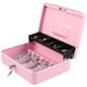 thumbnail image 1 of xydled Caja de efectivo con bandeja para dinero y cerradura con llave Diseño en voladizo escalonado 4 ranuras para billetes/5 monedas 11.8"" x 9.5"" x 3.5"" Rosa, 1 of 5