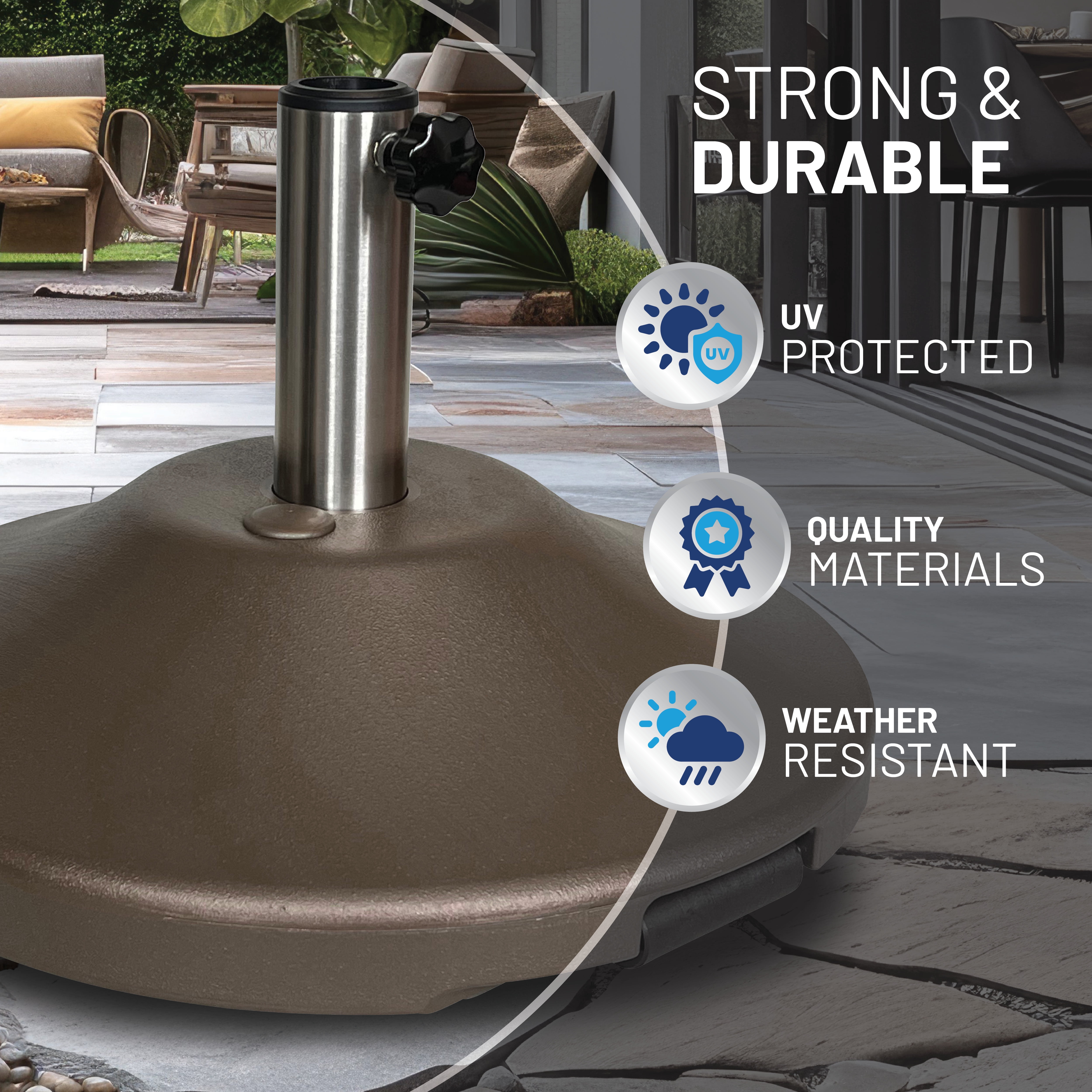 US Weight Premium 50 Pound Prefilled Umbrella Base for Patio Table - Bronze