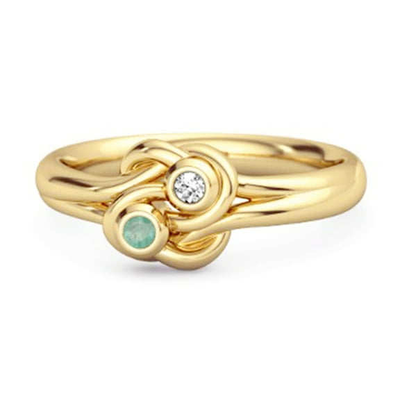 Love Knot 0.04 Ctw Emerald 925 Sterling Silver Gold Vermeil Commitment Valentines Day Gifts Ring