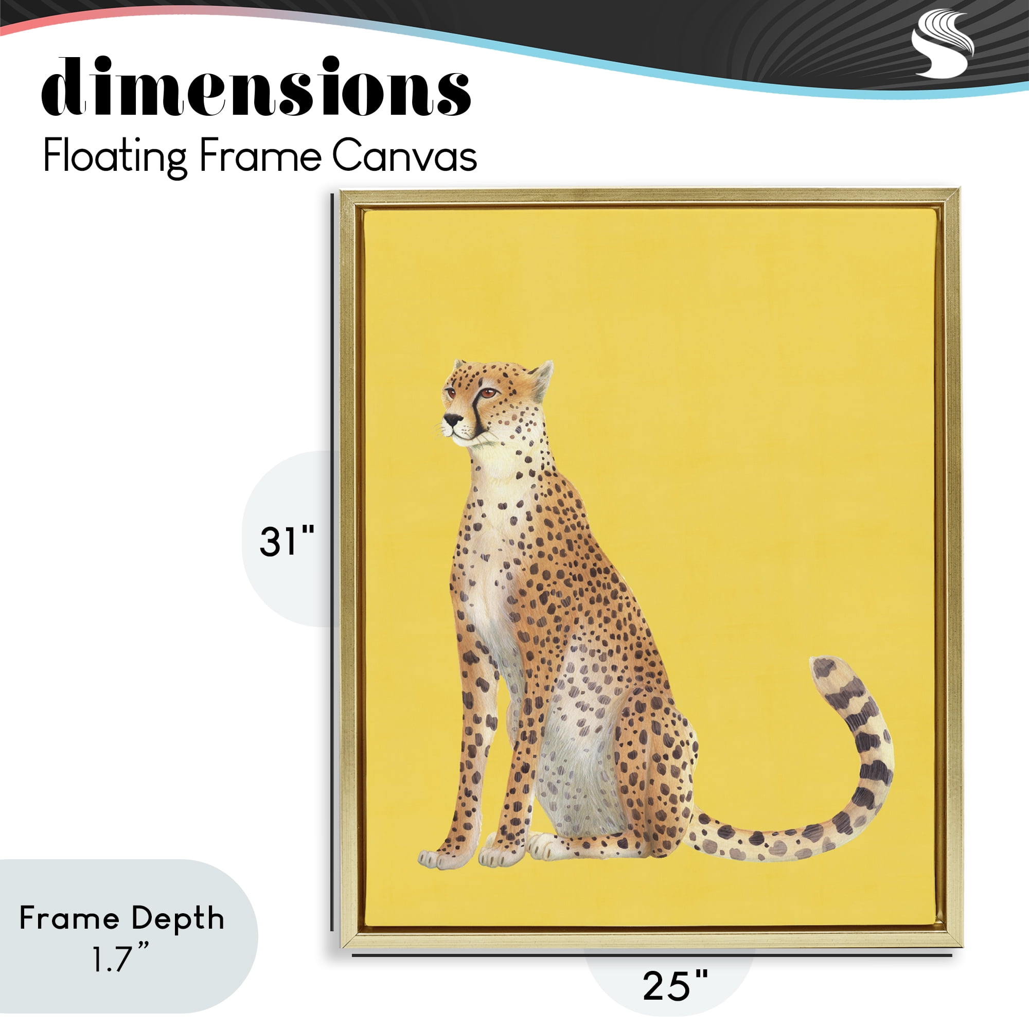 Stupell Industries Cheetah on Vibrant Yellow Gold Framed Floater Canvas Wall Art, design by Karolina Sato