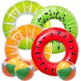 thumbnail image 1 of Kit de 7 Flotadores Inflables de Piscina Bluelander, 4 Aros de Frutas y 3 Pelotas para Piscina, 1 of 5