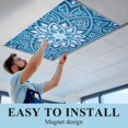 thumbnail image 5 of 1 Pack Abstract Art Fluorescent Light Covers for Ceiling Lights Blue Gradient Floral 3D Geometric Stars Modern Magnetic Ceiling Light Covers Overhead Light Filters for Office Classroom Home, 5 of 9