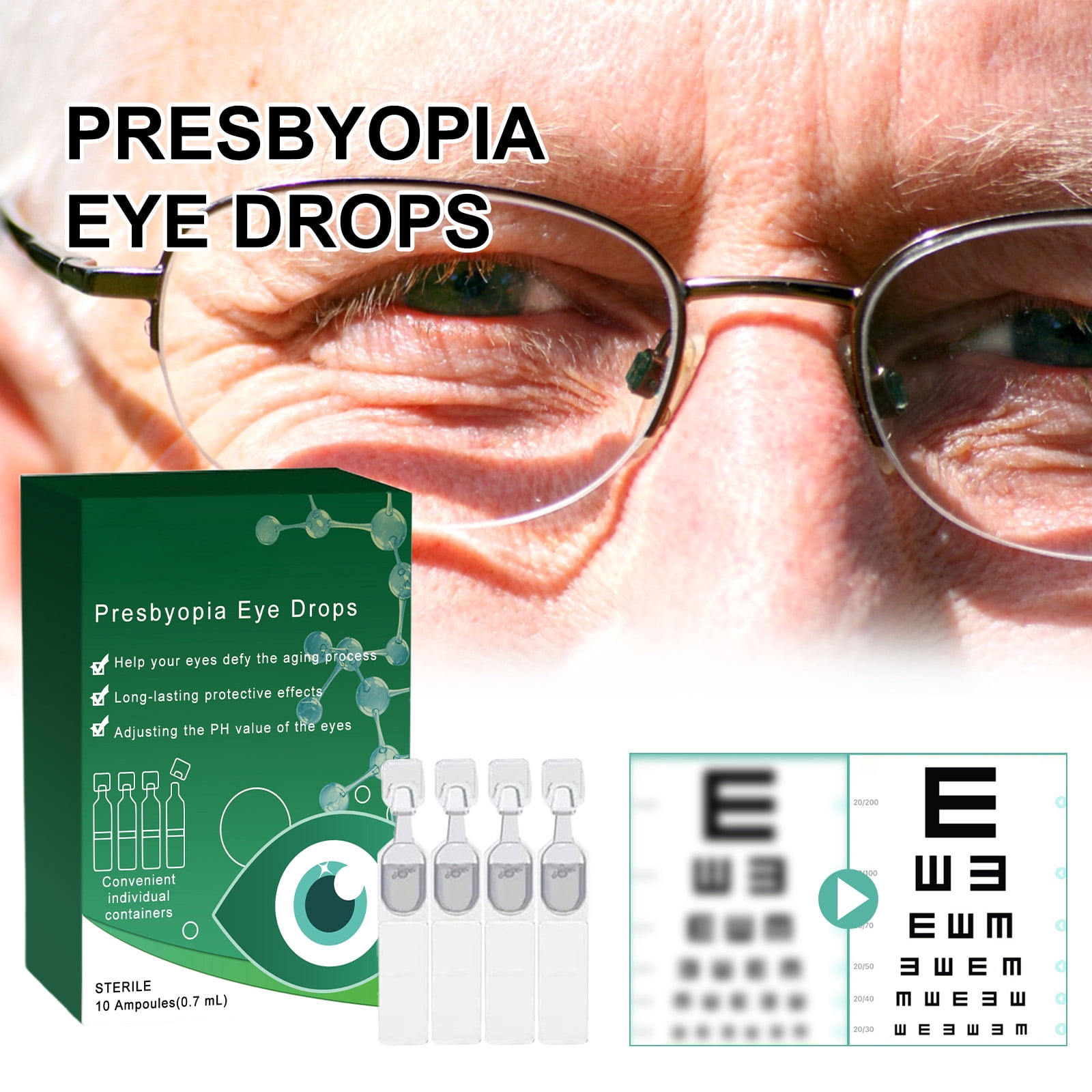 Alvantor Eye Drops for Aging Eyes, Relieve Dry Tired Eyes & Vision, 10pcs