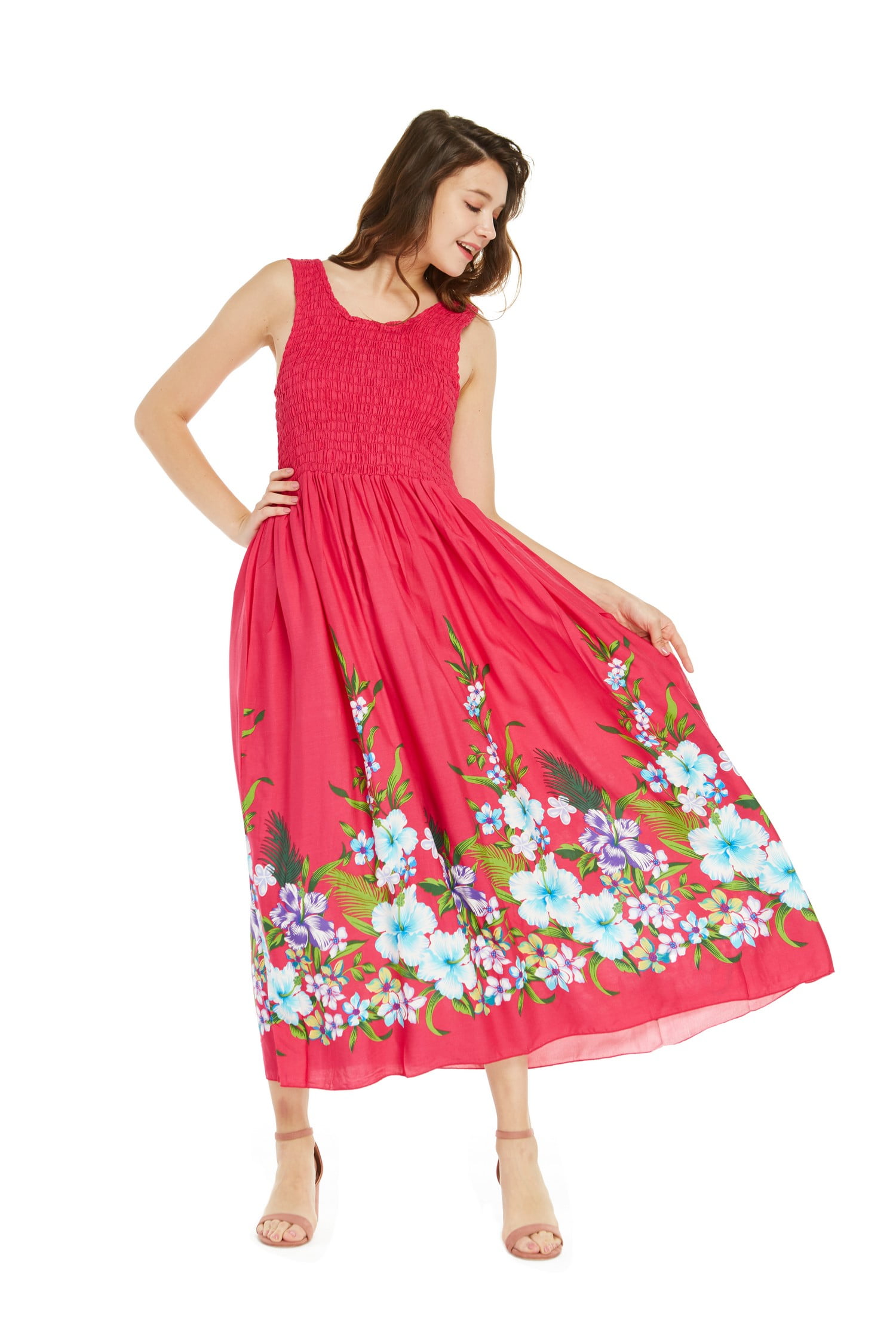 Hawaii Hangover - Women's Hawaiian Maxi Tank Elastic Luau Dress in Rafelsia Border - Walmart.com 