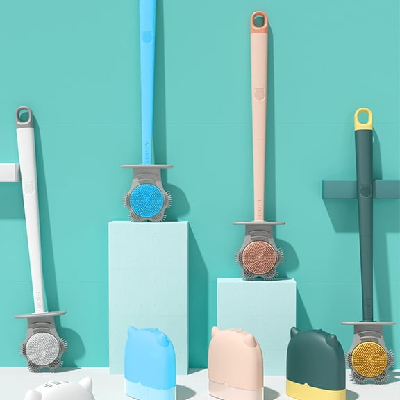 Xuniizn Toilet Brush and Holder Set with Drip Tray, Slim Vented Design & Strong Bristles for Bathroom Cleaning