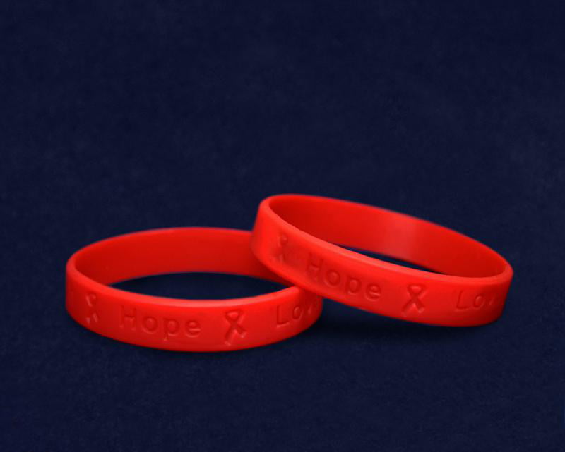Wholesale Pack - 50 Bracelets 50 Pack Red & Yellow Awareness Silicone Bracelets 