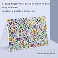 thumbnail image 3 of Yayeee Toggle Light Switch Wall Plate 3-Gang 6.37"x4.48" Decorative Outlet Cover, Green Wildflower Pattern, 3 of 7