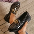 thumbnail image 2 of Wensltd Low Heel Shoes Women Wide Width Round Toe Loafers with Metal Buckle Vintage Shoes for Daily and Office Wear Black, 2 of 9