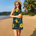 thumbnail image 4 of Vsdgher Sunflowers And Blue Flower Print Summer Dresses for Women Casual U Neck Beach Dress Sleeveless Tank Loose Sundress with Pocket -Medium, 4 of 7