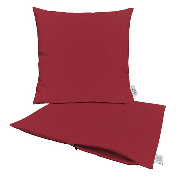 RSH Decor: Sunbrella Pillow Covers Set of 2 | 20" x 20" Square Covers | Weather-Resistant Sunbrella Fabric | Canvas Burgundy