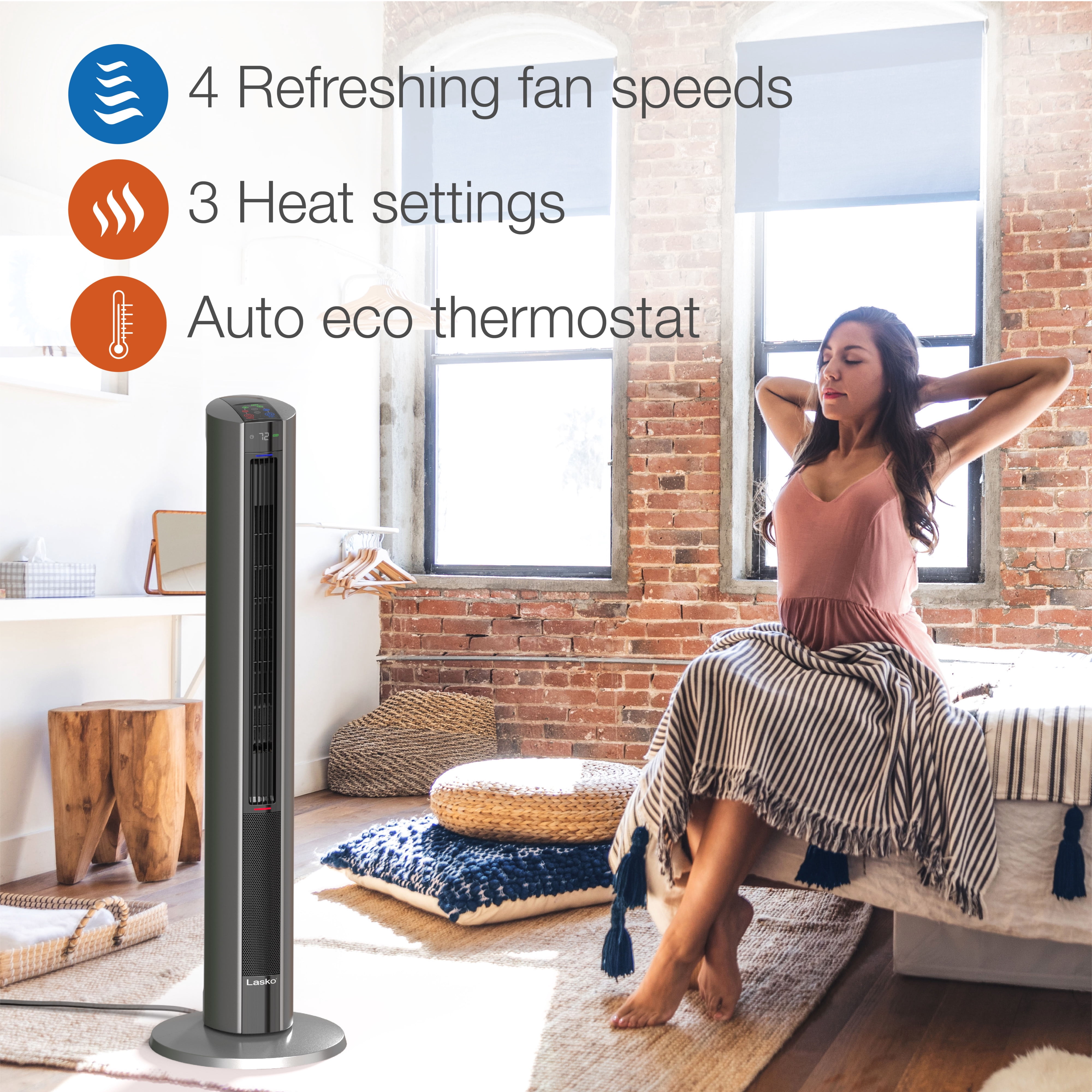 Lasko 1500W Electric All Season Tower Fan u0026 Space Heater with Remote,  FH610, Black - Walmart.com