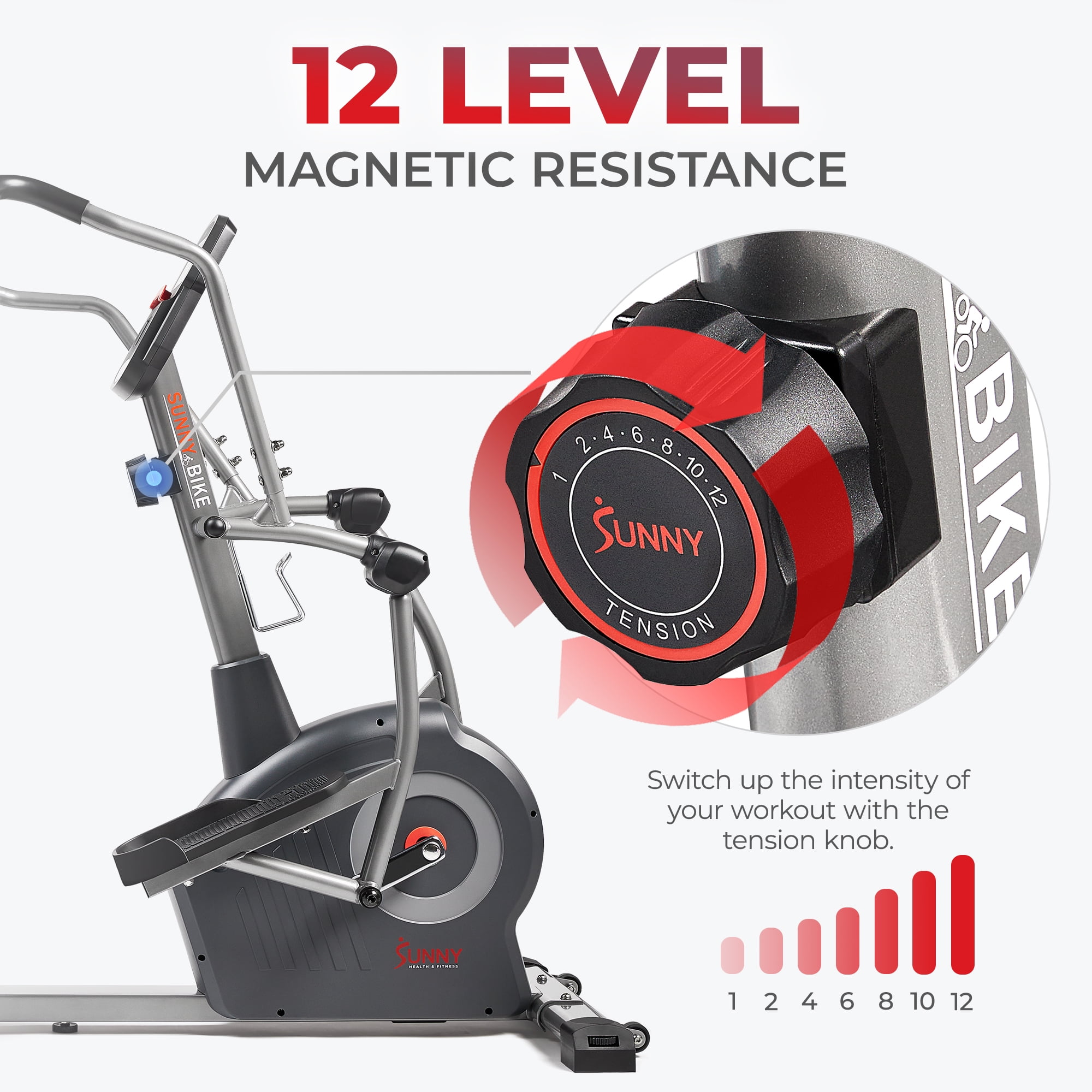 Sunny Health & Fitness Comfy Recumbent Cross Trainer Recumbent Elliptical Bike