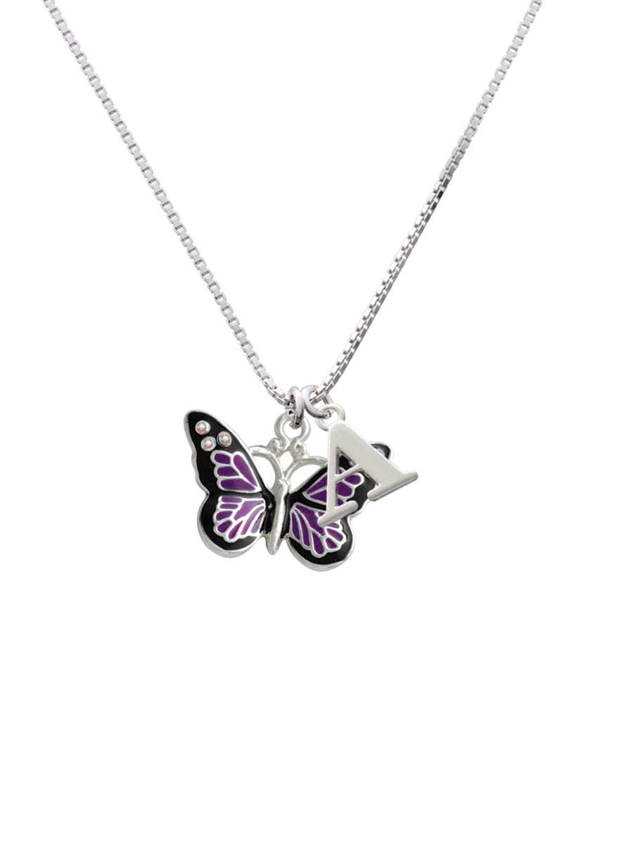 Delight Jewelry Enamel Flying Butterfly Horseshoe 3 Bead Necklace