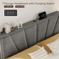 thumbnail image 6 of EnHomee King Bed Frame with Headboard Upholstered Bed Frame with Storage & LED Lights & Charge Station,Gray, Noise Free, 6 of 10