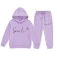 thumbnail image 3 of Upioiwer Children Kids Boys Size 2T Girls Clothes Girls Long Sleeve Letter Girls Cotton Romper Printed Lightweight Hoodie Sweatshirts Long Pants Set Thanksgiving Clothes for Girls Outfit 110, 3 of 6