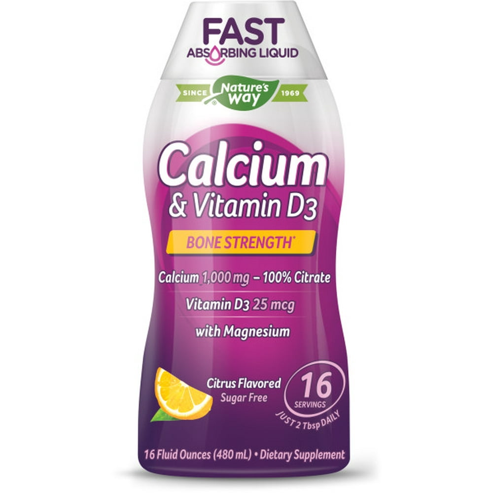 Natures Way Calcium & Vitamin D3 Liquid Dietary Supplement, Citrus, 16